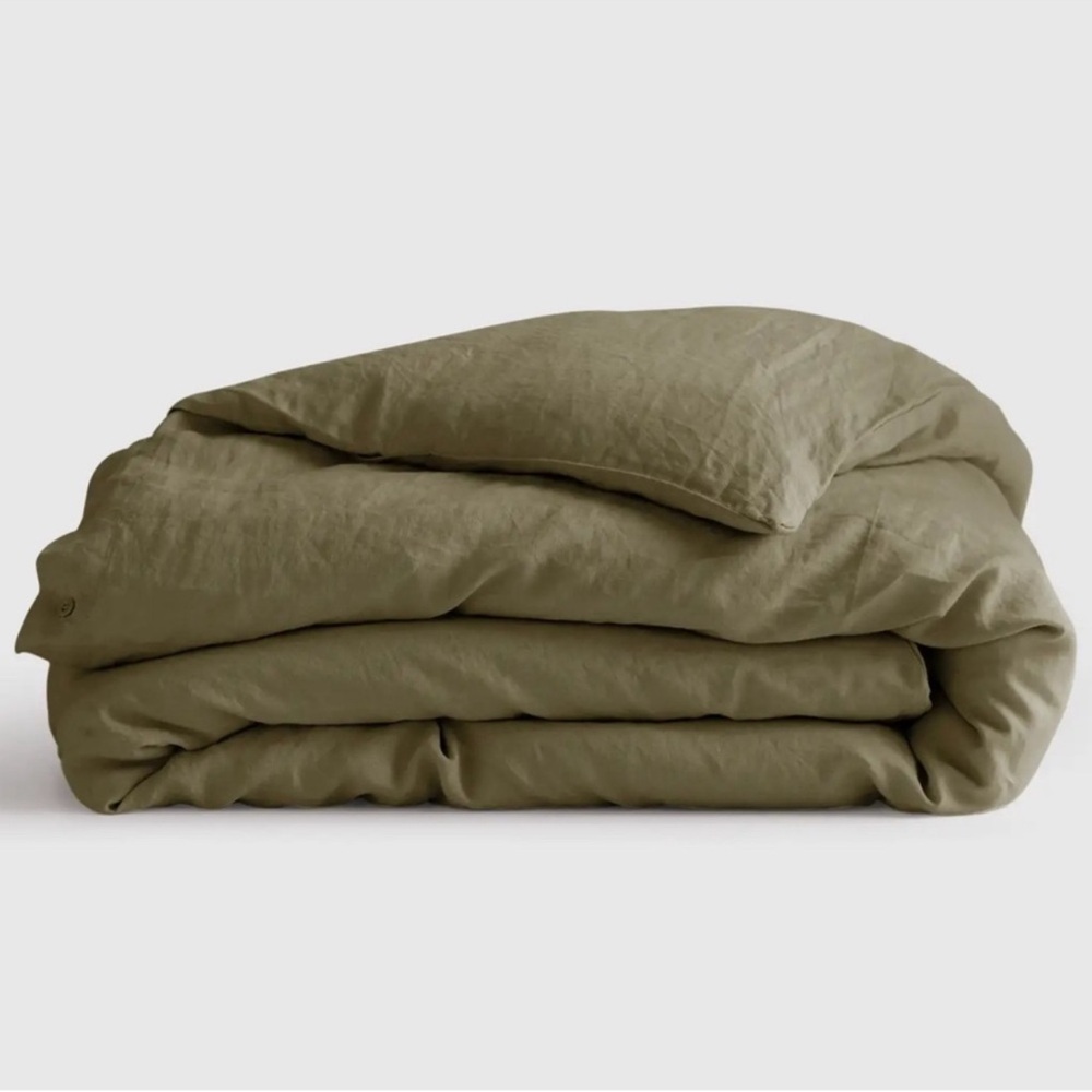 NWOT Quince European Linen Duvet King Set with 2 Shams in Aloe